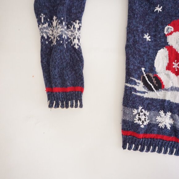 Vintage Heirloom Collectibles Navy Snowflake Cardigan Festive Ugly Christmas S - Picture 7 of 10